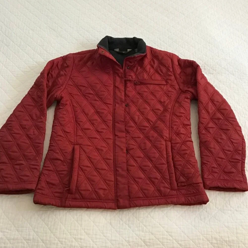 Eddie Bauer Womens XS Quilted Puff‎ Puffer Goose Down Coat Jacket Red Gorecore